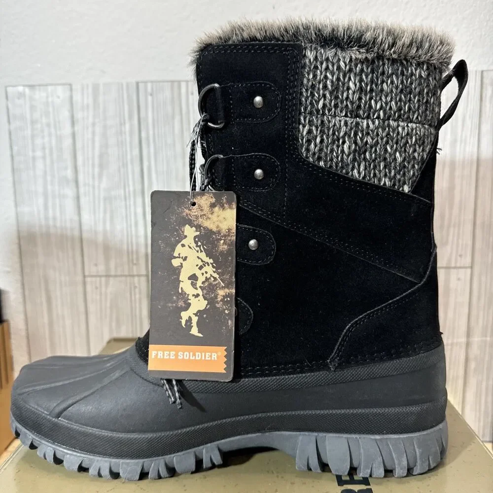 Free Soldier ACC0052 Mens Black Waterproof Tactical Military Boots Size US 10